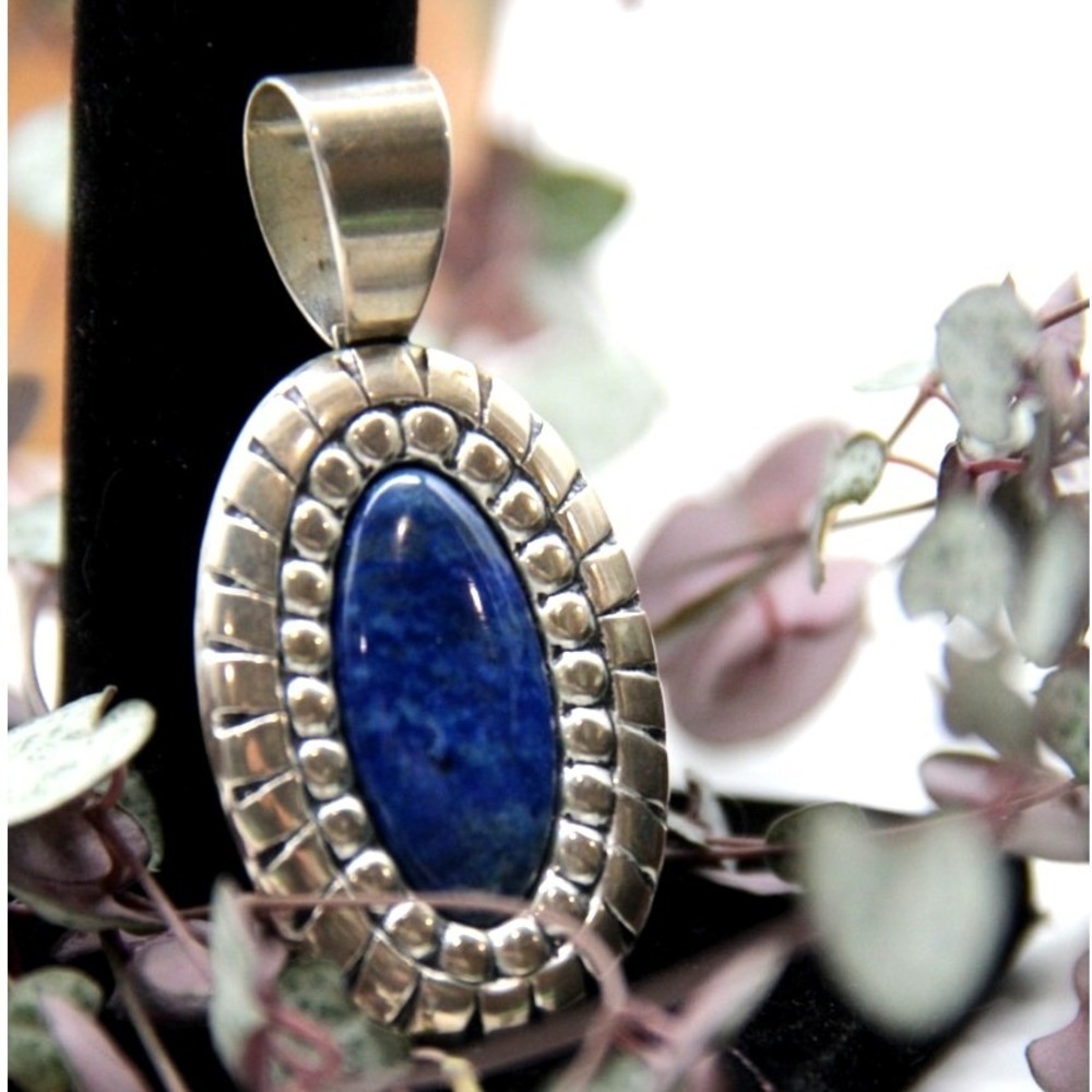 Carolyn Pollack Sterling Silver Lapis Lazuli Oval Pendant Southwestern 925